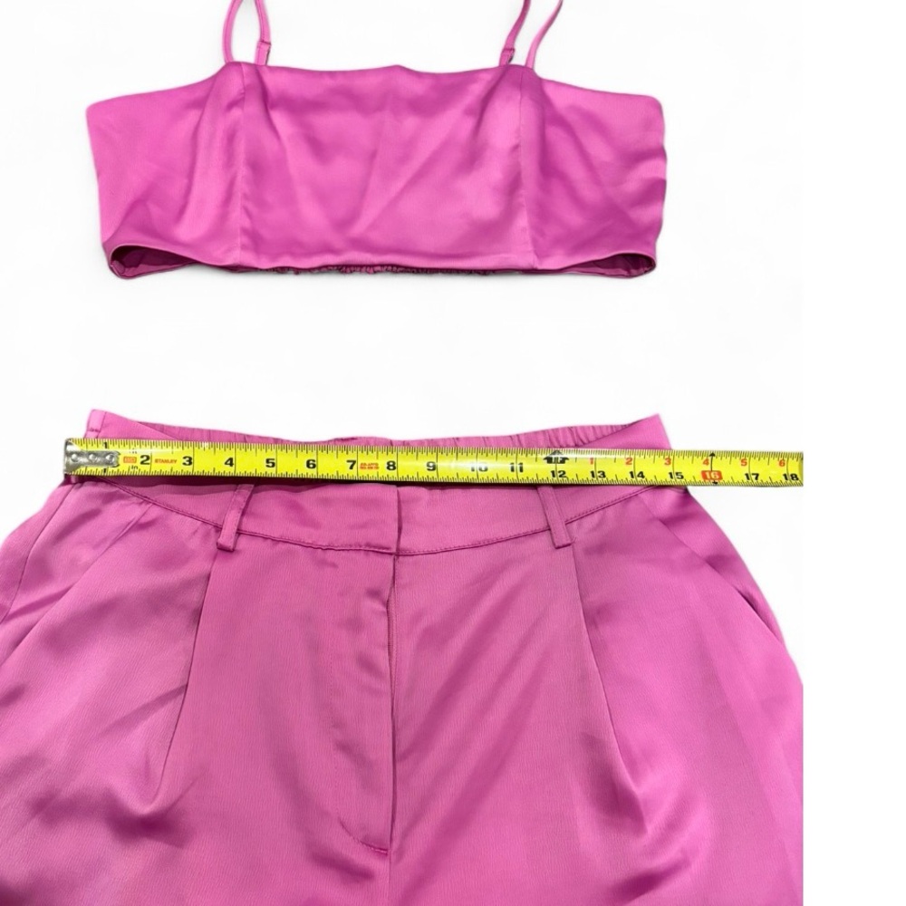 House of Harlow 1960 REVOLVE Pink Satin Crop Cami Wide Leg Pants Set Matching - Picture 9 of 15